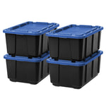 Iris 108 Quart Storage Container with Latching Lid, Plastic, Black, 4/Pack (500411)