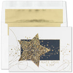 "Holiday Starlight" Holiday Card w/ Gold Lined White Envelope, 100/BX