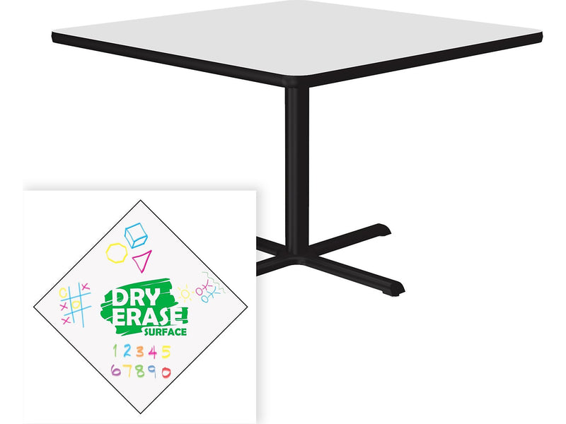 Correll Square-Shaped Dry-Erase Markerboard Cafe Table, 42" x 42", Frosty White/Black (BXT42DES-80)