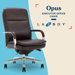 La-Z-Boy Opus Ergonomic Bonded Leather Swivel Executive Chair, Dark Brown and Chrome (CCHR10015E)