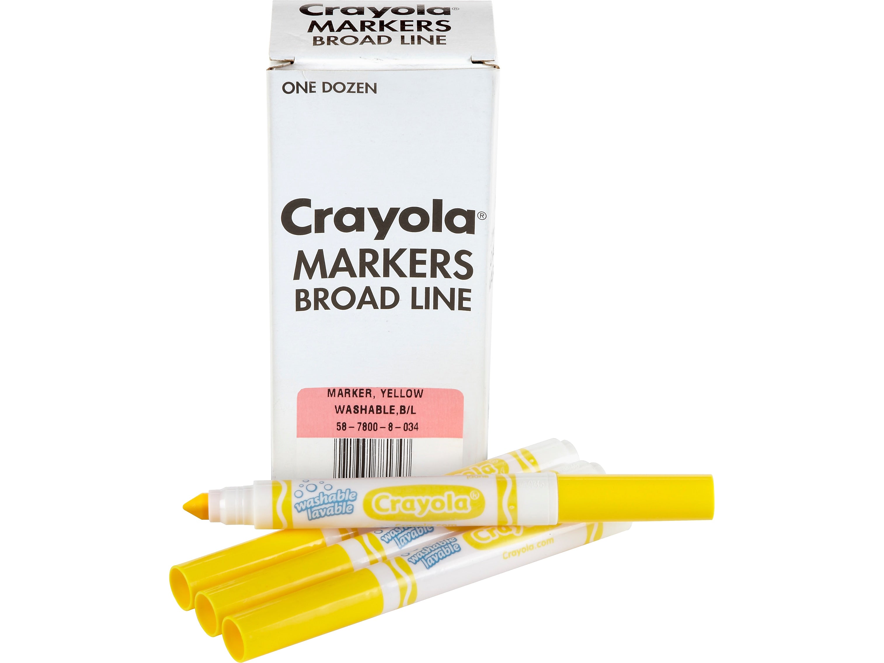 Crayola Kids' Marker, Conical Tip, Yellow, 12/Pack, 6 Packs/Carton (58-7800-034CT)