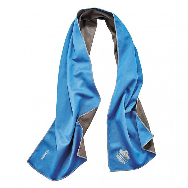 Ergodyne Chill-Its 6602MF Evaporative Cooling Towel, Gray/Blue, One Size (12660)