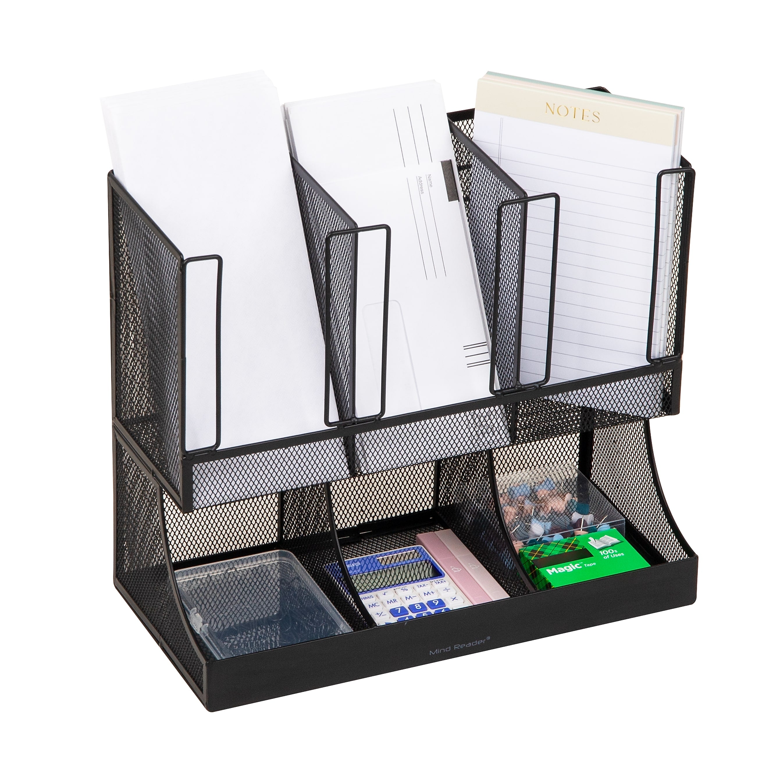 Mind Reader 6-Compartment Metal Multipurpose Countertop Organizer, Black (UPMESH-BLK)