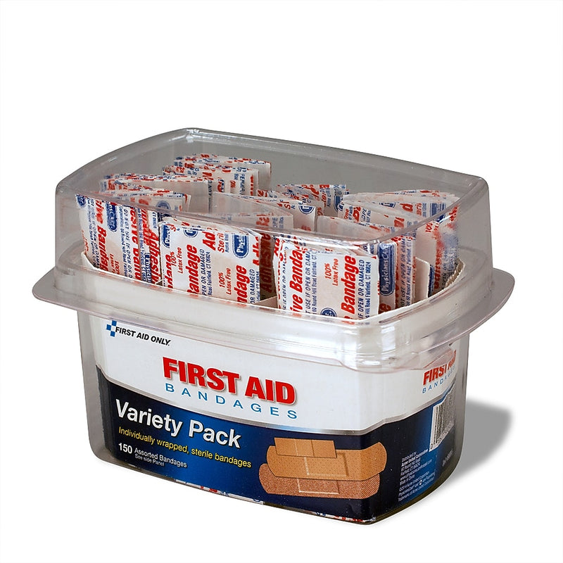 First Aid Only Adhesive Bandages Variety Pack, 150/Box (90095)