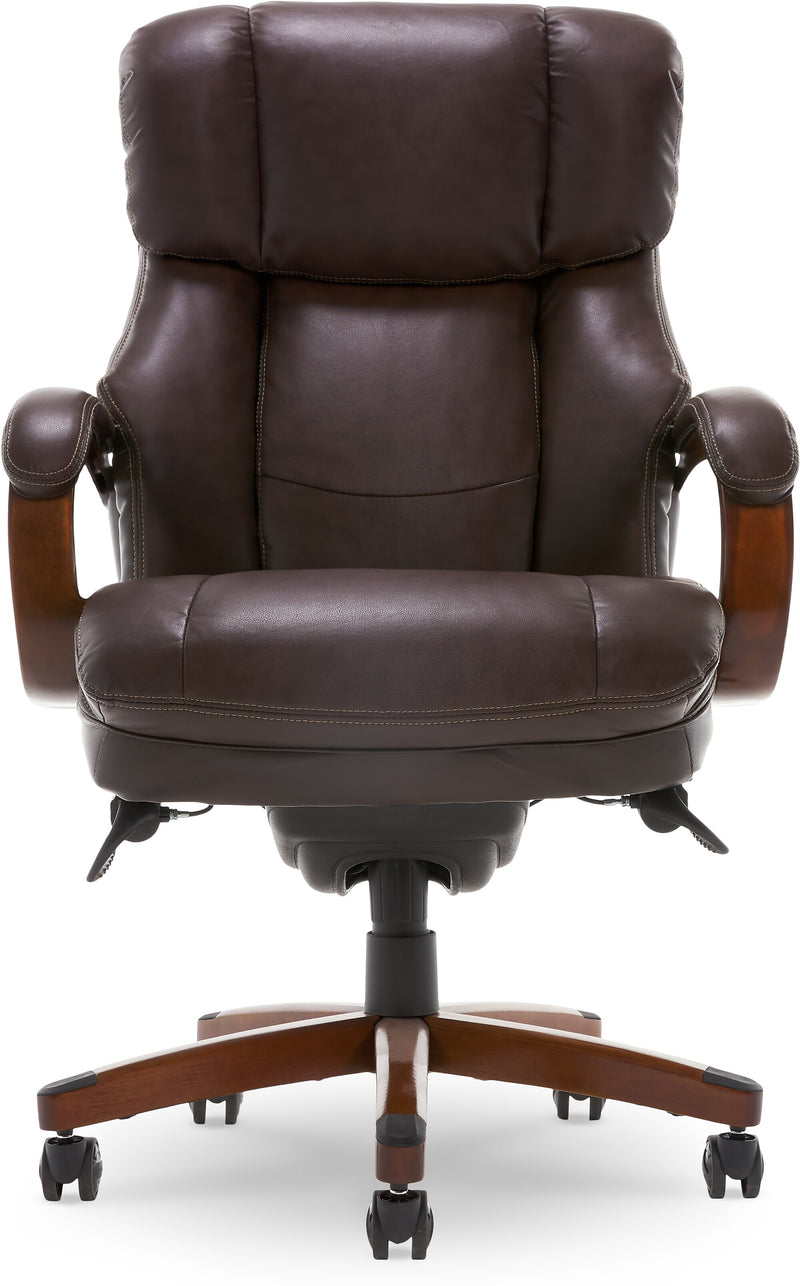 La-Z-Boy Fairmont Ergonomic Faux Leather Executive Big & Tall Chair, 400 lb. Capacity, Biscuit Brown (44940OSS)