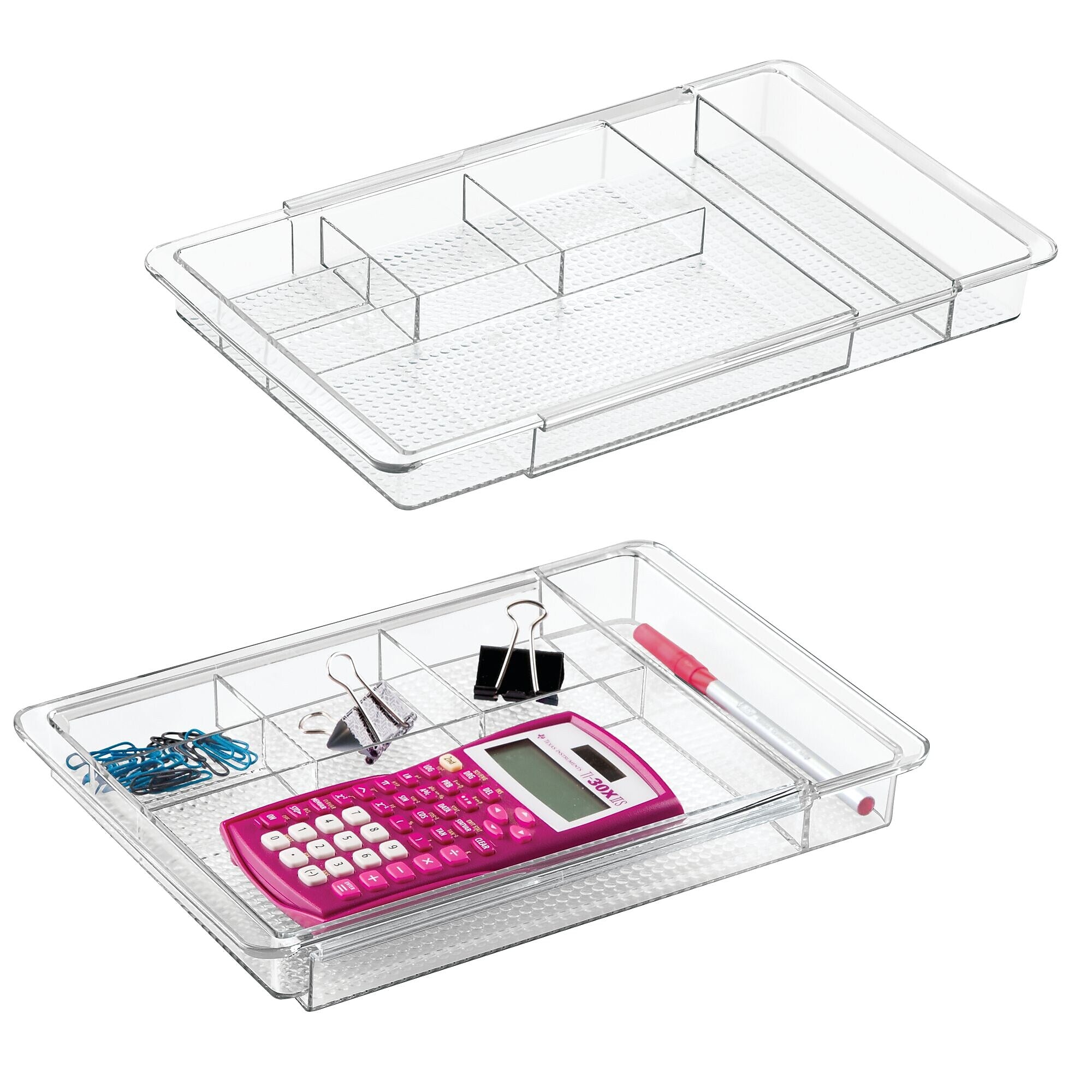interDesign Clarity 7-Compartment Plastic Accessory Tray, Clear, 2 Piece (95608N)