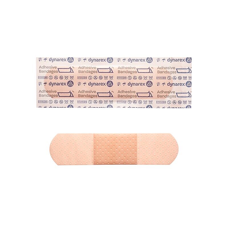 Dynarex DynaSafety 3/4" x 3" Plastic Water Resistant Adhesive Bandages, Beige, 100 Bandages/Box, 24 Boxes/Carton (3601)