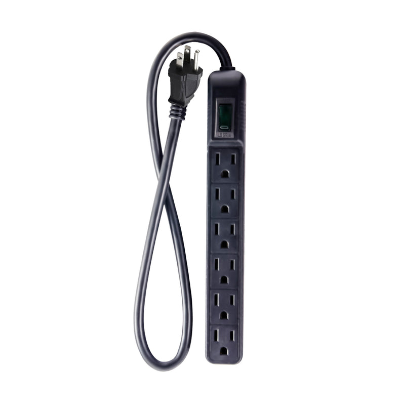GoGreen Power 6 Outlet Mini Surge Protector, 2' Cord, White (GG-16103MIN)