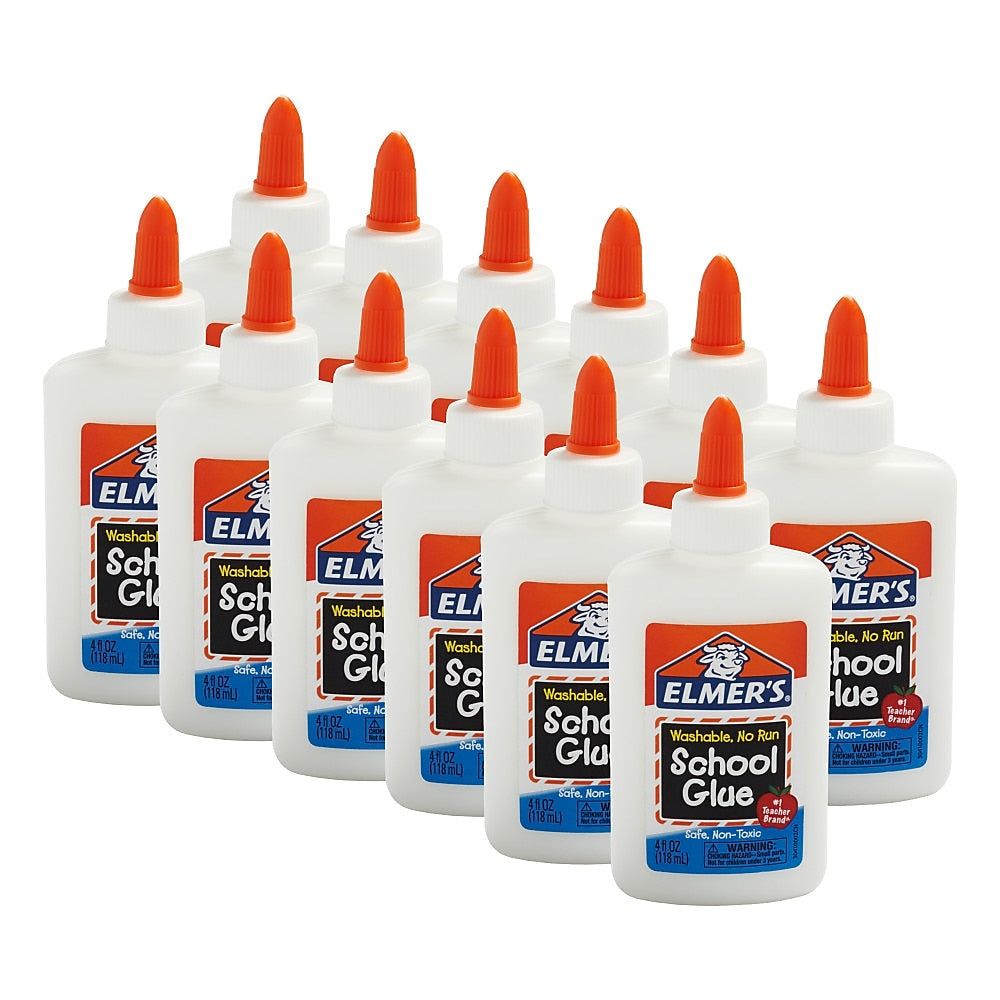 Elmer's Washable Liquid School Glue, 4 oz., White, 12/Pack (E304SP)