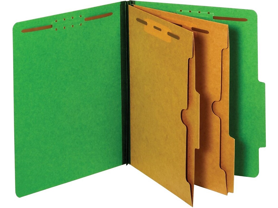 Pendaflex Pressboard Classification Folder, 2-Dividers, 2 1/2" Expansion, Letter Size, Dark Green, 10/Box (24083P)