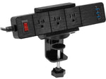 Mount-It! 3-Outlet 3-USB Port 5' Surge Protector with Clamp Desk Mount, Black (MI-7281B)