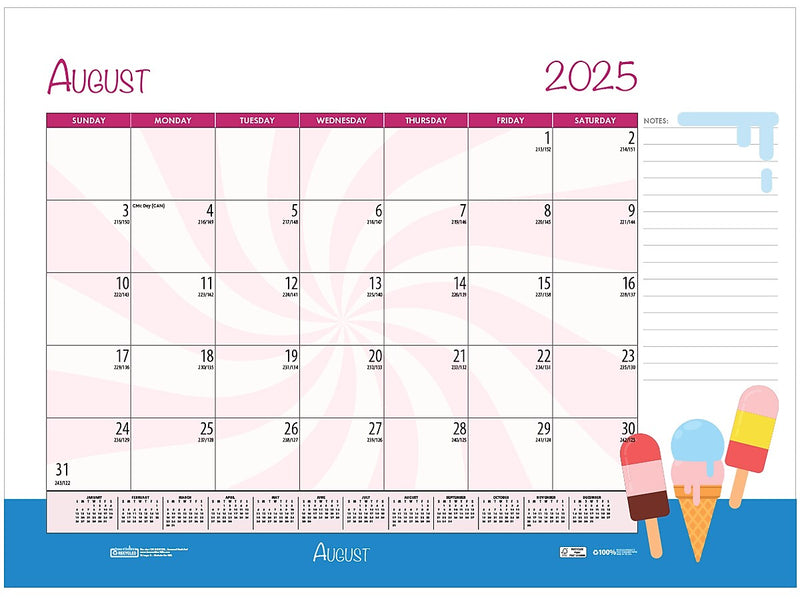 2025-2026 House of Doolittle Seasonal/Holiday 22" x 17" Academic Monthly Desk Pad Calendar (1395-26)