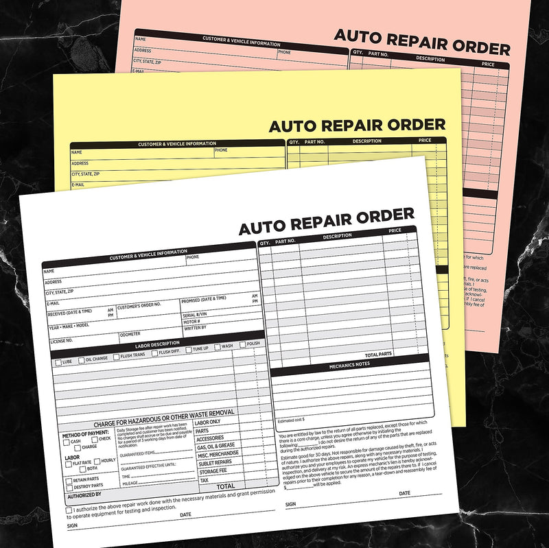 Cosco 3-Part Carbonless Auto Repair Order, 8.5" x 7.5", 50 Sets/Book (074035PK2)