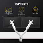 Fellowes Platinum Series Adjustable Dual Monitor Arms, Up to 40" Monitor, White (8056301)