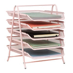 Mind Reader 5-Tier Stackable Paper Desk Tray Organizer, Metal, Pink (5TPAPER-PNK)