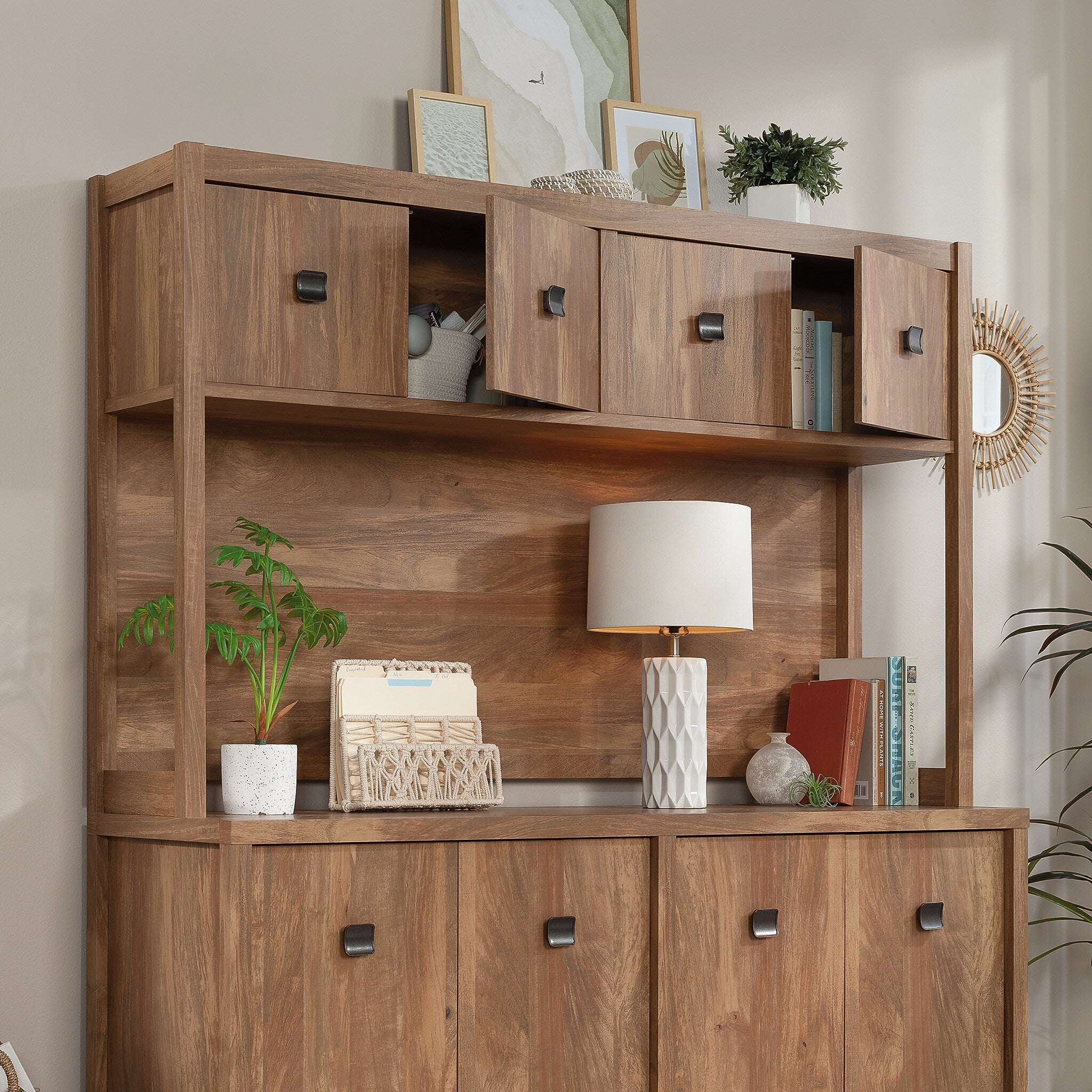 Sauder Cannery Bridge 66"W Desktop Hutch, Sindoori Mango (429512)