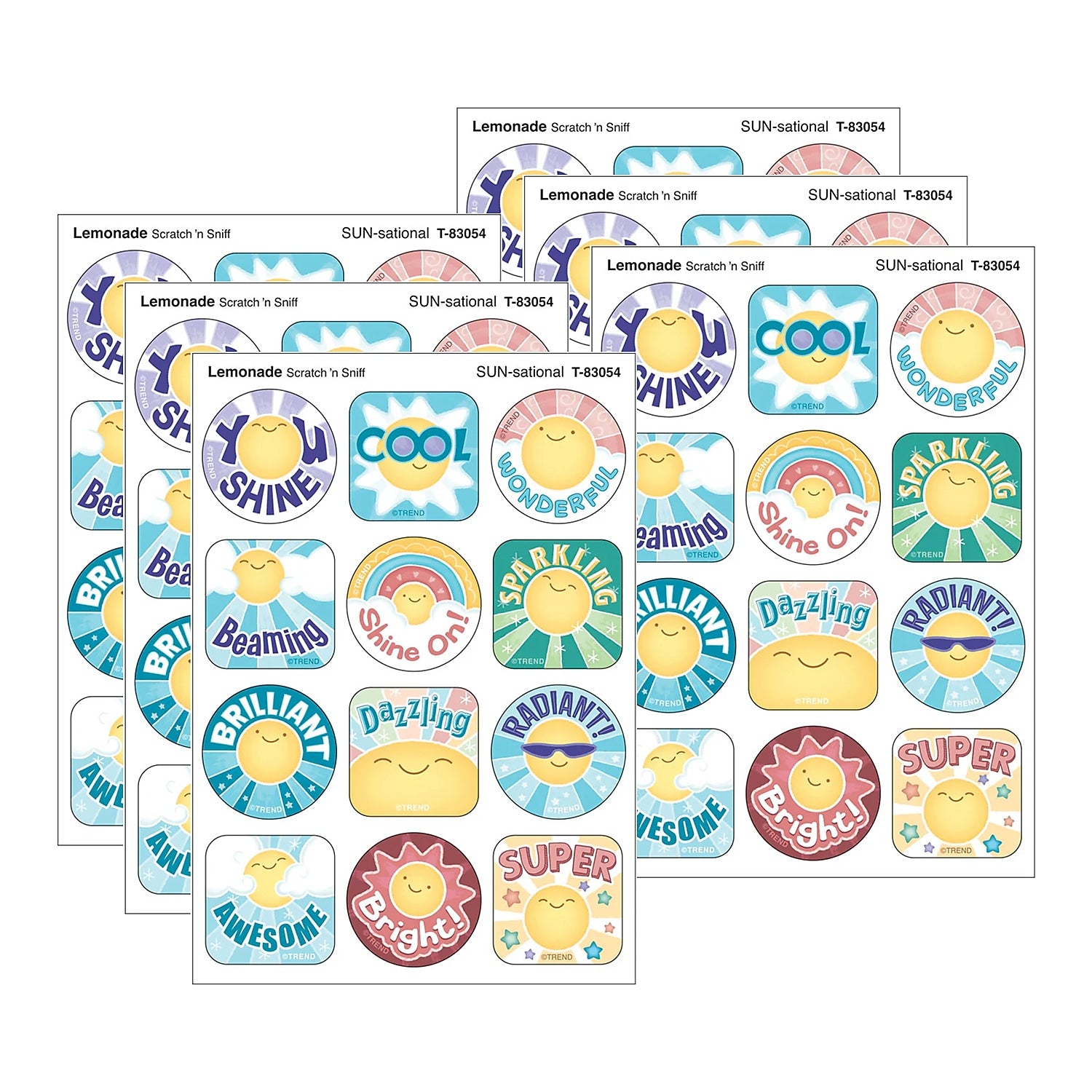 Trend Enterprises SUN-sational Lemonade Scent Scratch 'n Sniff Stinky Stickers, Multicolored, 48/Pack, 6/Packs/Bundle