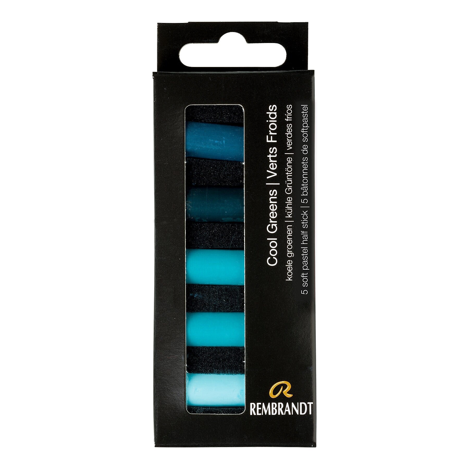 Rembrandt Soft Pastels Micro Sets, Cool Greens, 5/Set, 3 Sets/Bundle (RBX31820509-3)