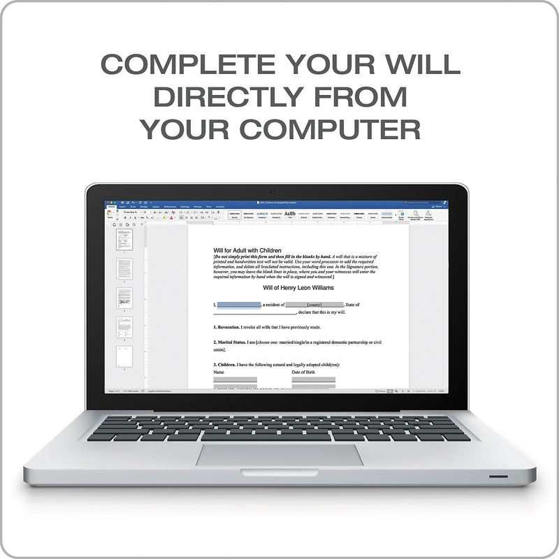 Adams Last Will & Testament, Forms & Instructions (LF235/ALFP117)