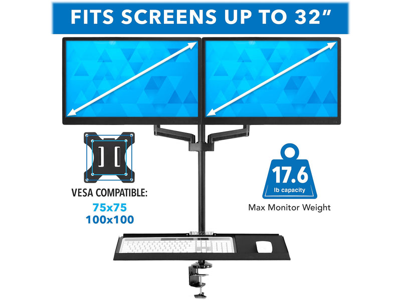 Mount-It! Adjustable Monitor Mount, Up to 32", Black (MI-7996)
