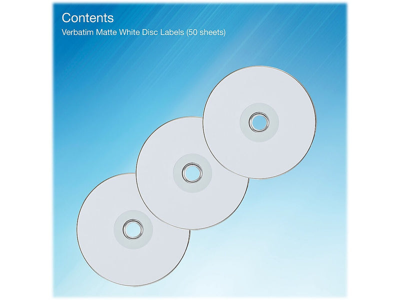 Verbatim Inkjet Media Labels, White, 7 Labels/Sheet, 50 Sheets/Pack (71126)