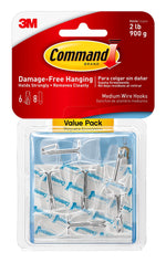 Command Damage Free Medium Hook, 2 lb, Clear, 6/Pack (17065CLR-VPES)