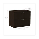 Alera Valencia Series Two Drawer Lateral File, 34w X 22 3/4d X 29 1/2h, Espresso