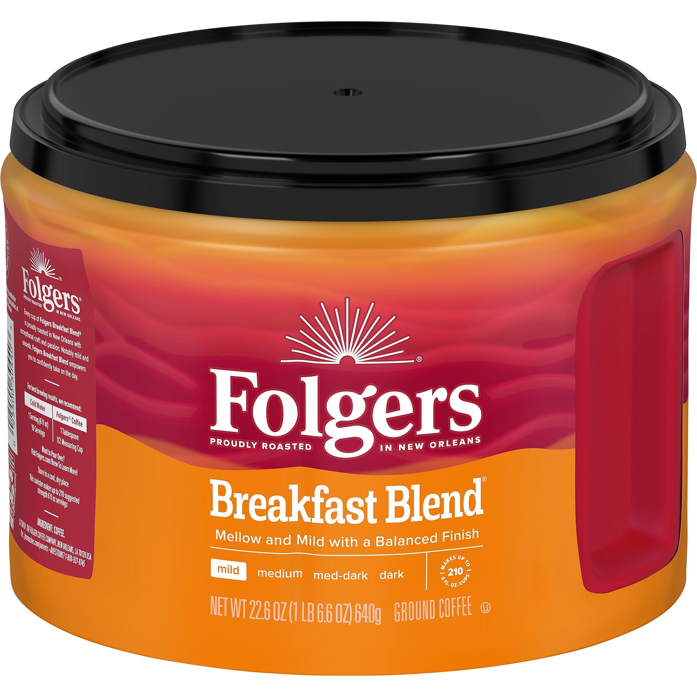 Folgers Breakfast Blend Ground Coffee, Light Roast, 22.6 oz., Each (SMU30440)