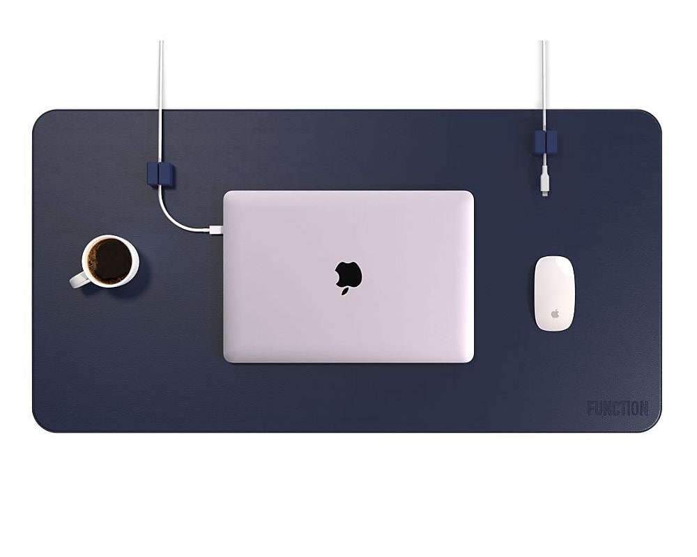 Function101 Desk Mat Pro + 2 Magnetic Cable Block Managers, 31" x 16", Navy (F101-DMPN2)