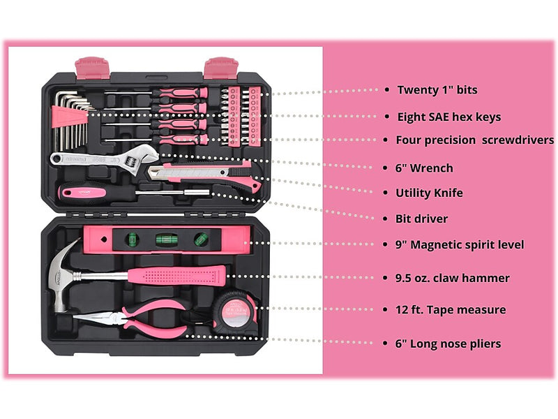 Apollo Tools General Tool Set, 39-Piece, Pink (DT9711P)