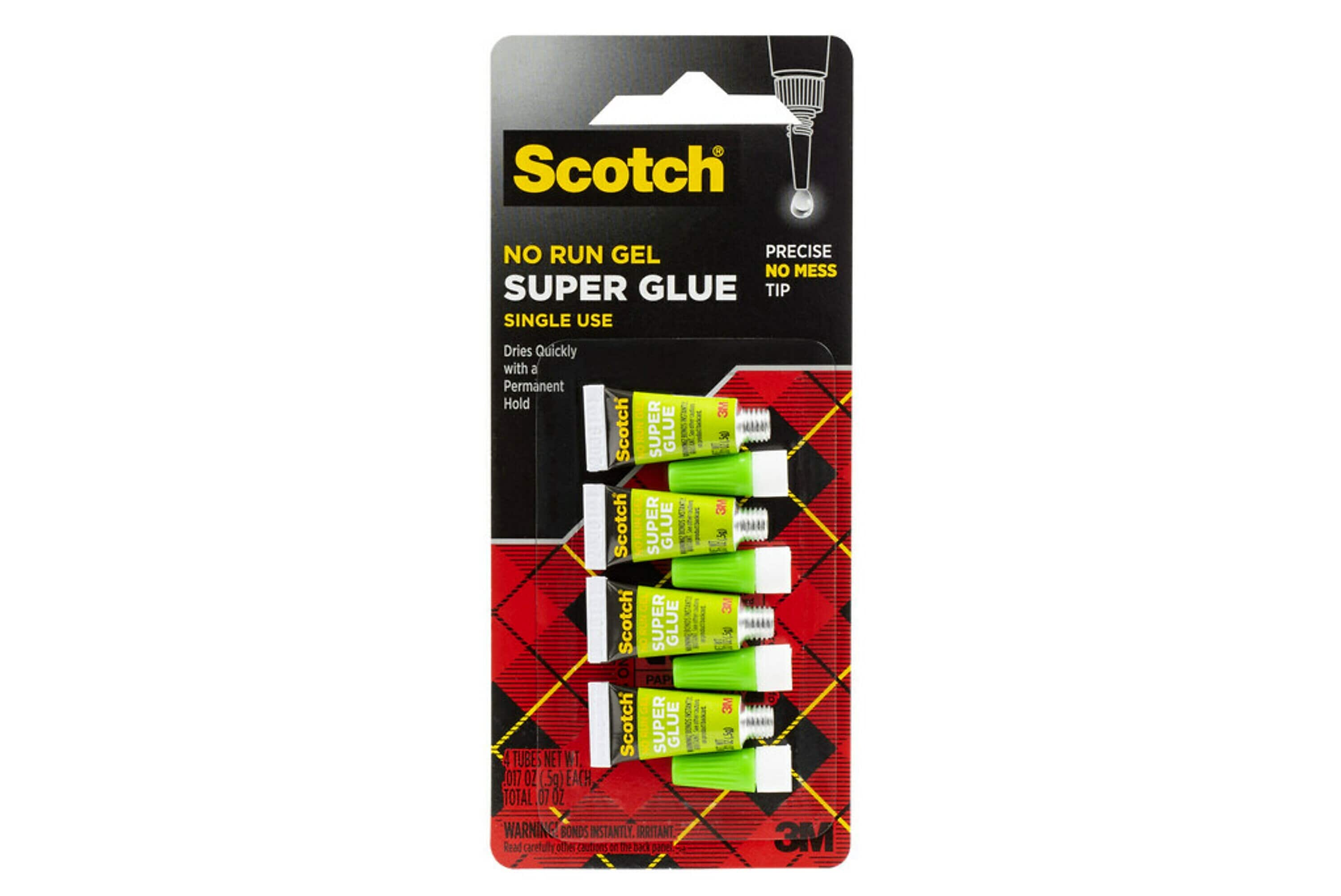 Scotch Single Use Super Glue, 0.17 oz., Clear, 4/Pack (AD119)