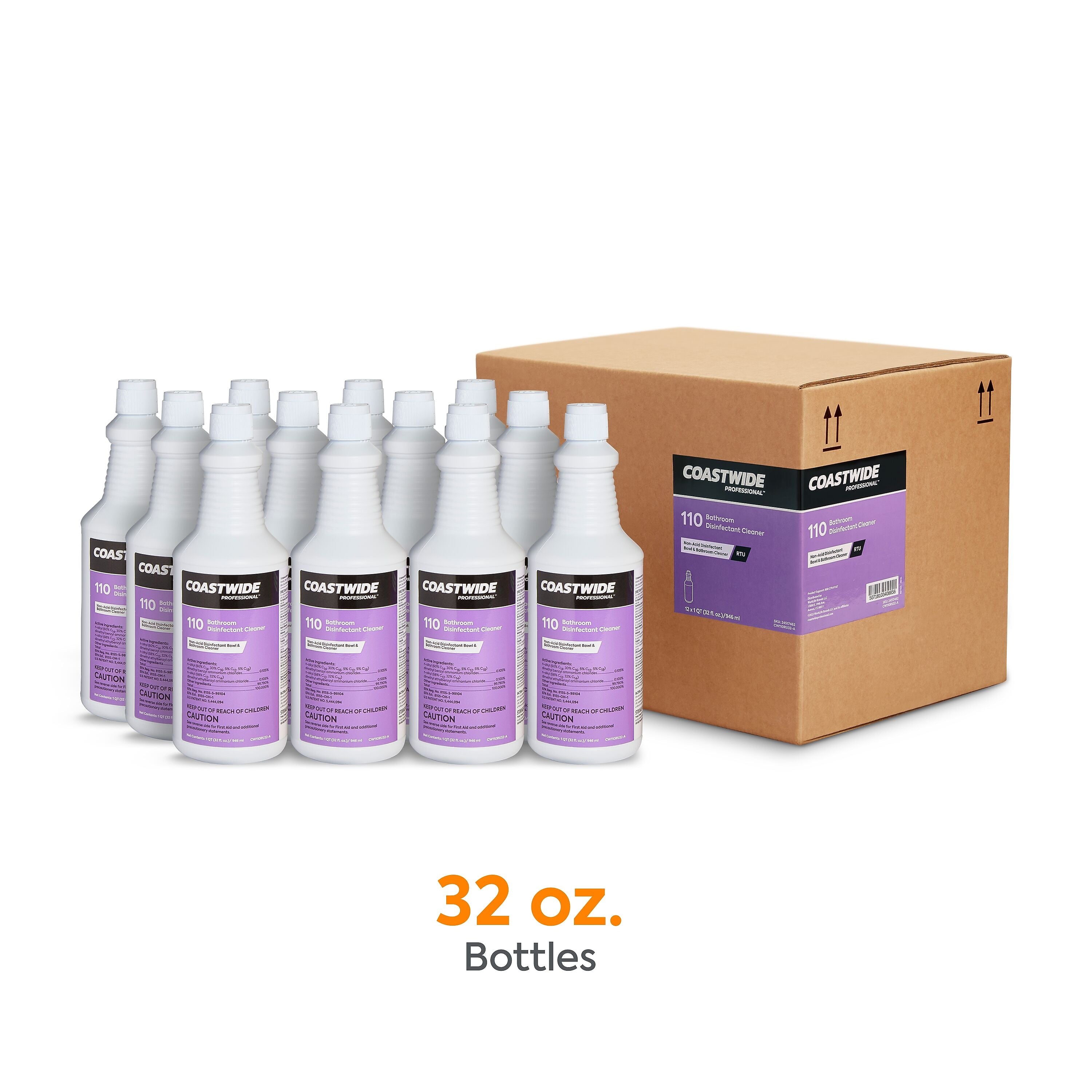 Coastwide Professional Restroom Cleaner Non-Acid Disinfectant Bathroom Cleaner, 32 Oz., 12/Carton (CW110RU32-ACT)