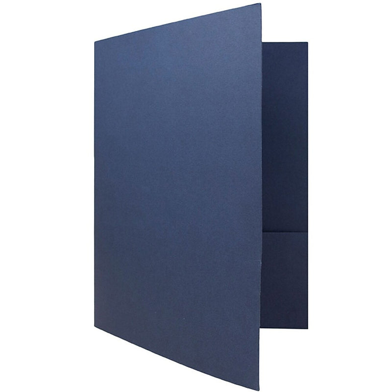 JAM Paper 2-Pocket Textured Linen Business Folders, Navy Blue, 25/Pack (386LNAA)