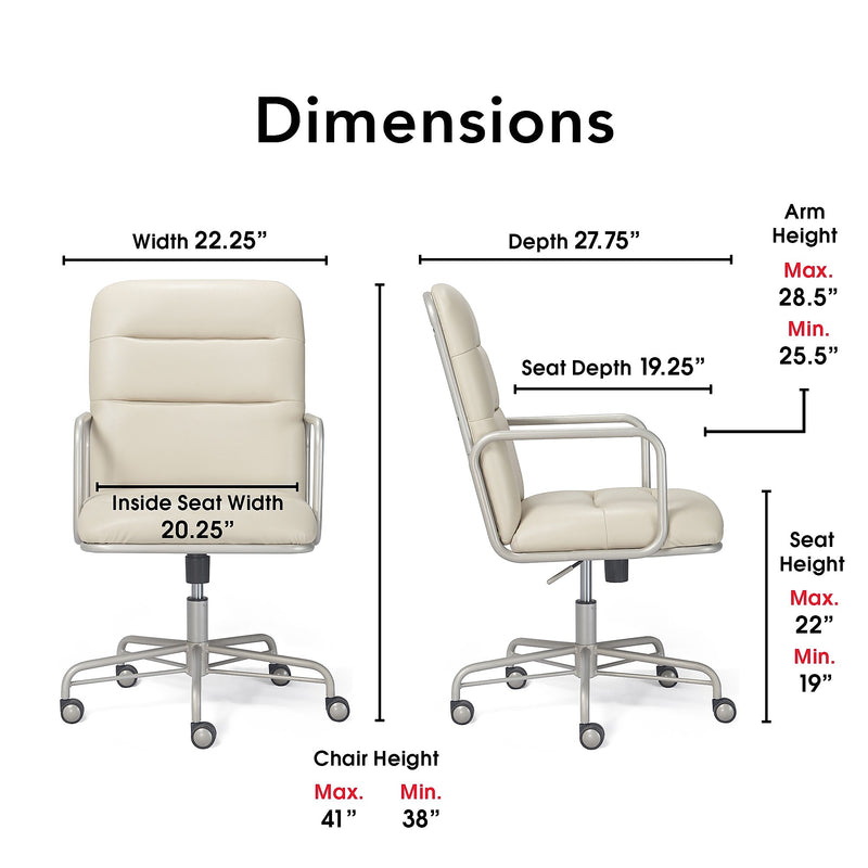 Finch Franklin Bonded Leather Computer and Desk Chair, Ivory White (CHR10060C)