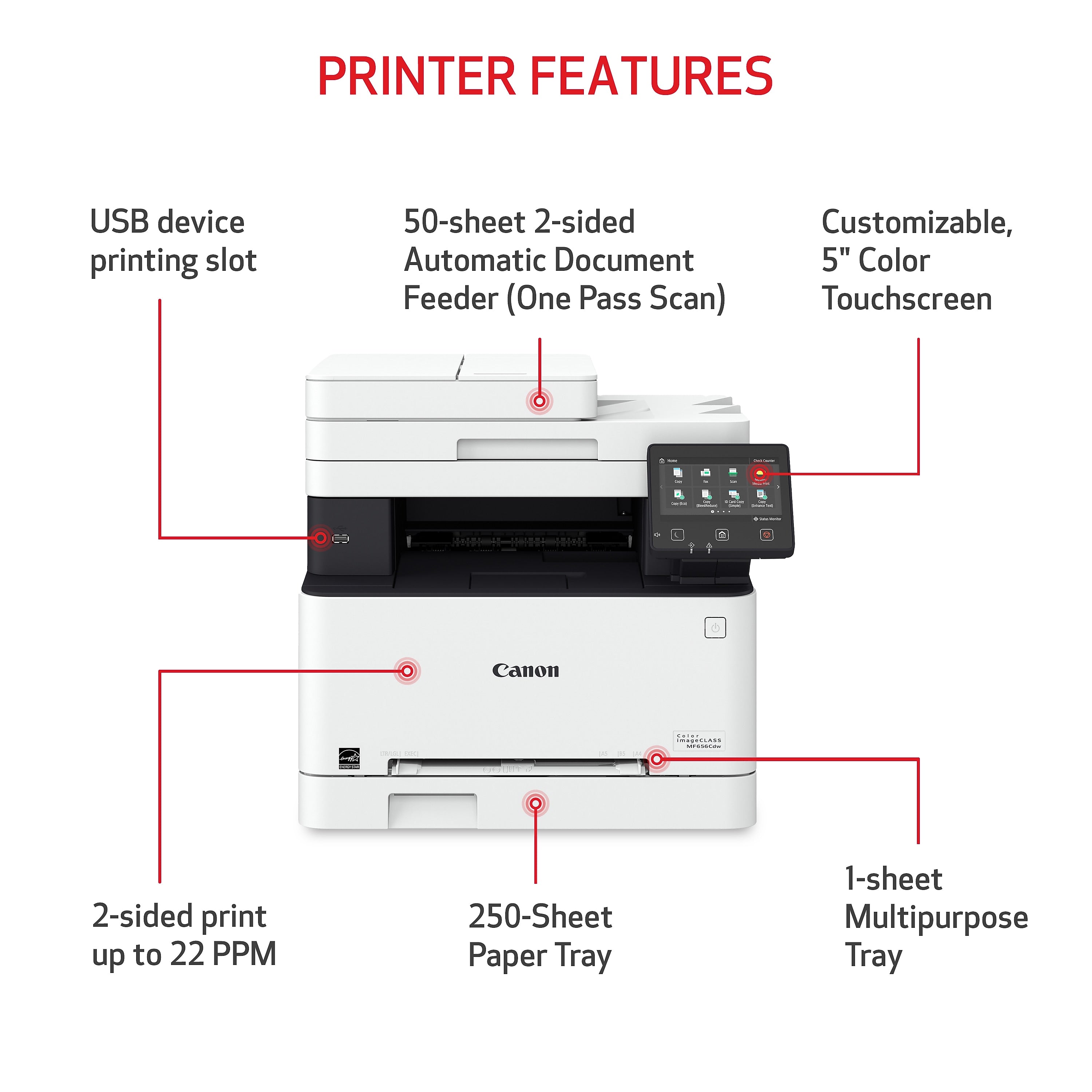 Canon imageCLASS MF656Cdw Wireless Color All-in-One Laser (5158C002)