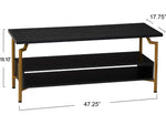 Household Essentials Crown Console TV Stand, Screens up to 50", Black Oak/Gold (8241-1)