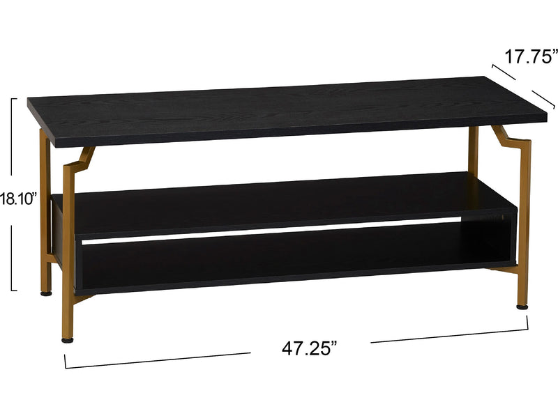 Household Essentials Crown Console TV Stand, Screens up to 50", Black Oak/Gold (8241-1)