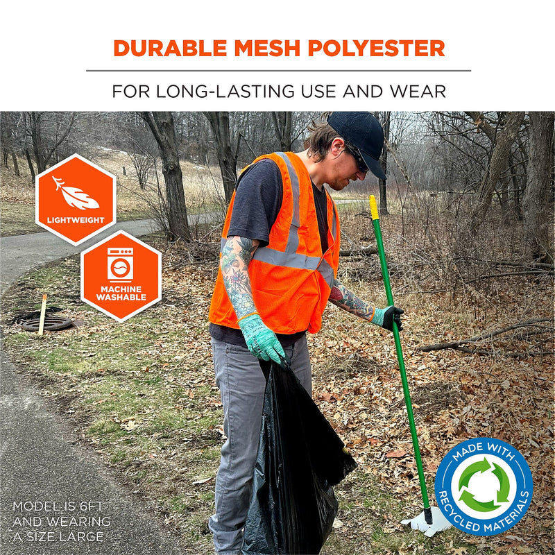 GloWear 8205HL-ECO High Visibility Sleeveless Vest, ANSI Type R Class 2, Orange, L/XL, (21995)