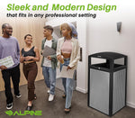 Alpine Industries Steel Outdoor Trash Can with Dome Lid, 40 Gallon, Silver, 2/Pack (ALP471-40-SIL-2PK)