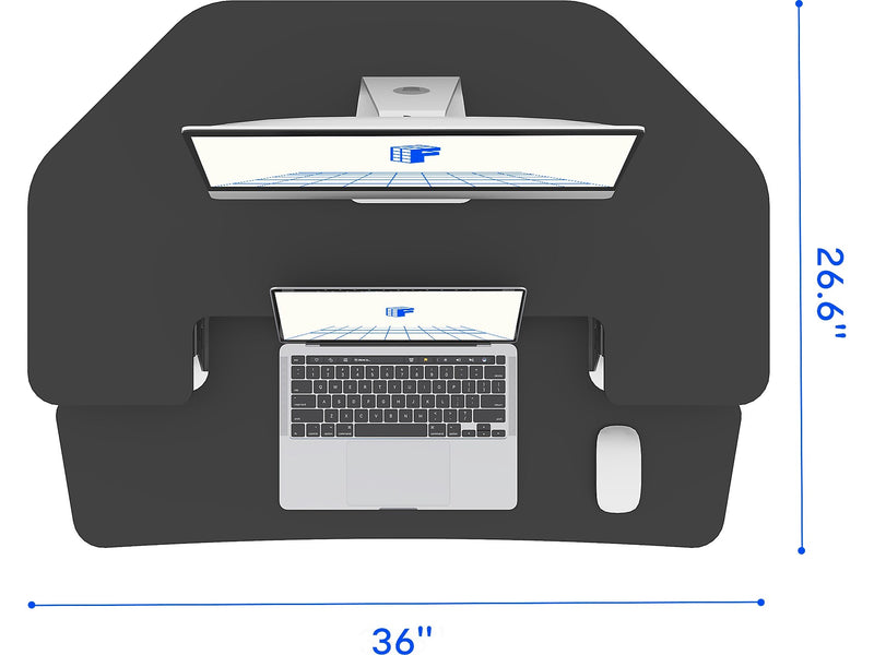 FlexiSpot M7 Series 36"W Manual Rectangular Adjustable Standing Desk Converter, Black (M7-E-36C)