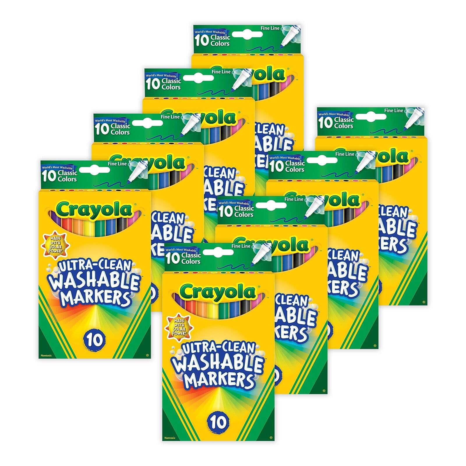 Crayola Ultra-Clean Washable Kids Marker, Fine Tip, Assorted Colors, 10/Pack, 8 Packs/Bundle (BIN587851-8)