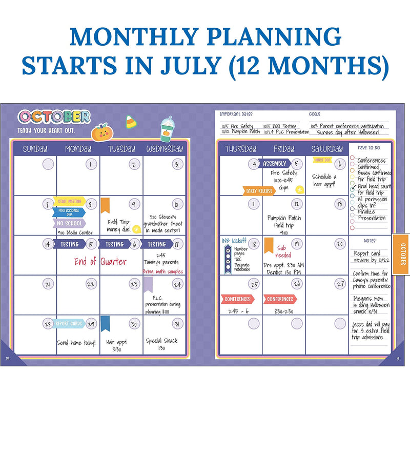 Carson Dellosa Education We Stick Together Teacher Planner, 128 pages, 116 stickers (CDP105050)
