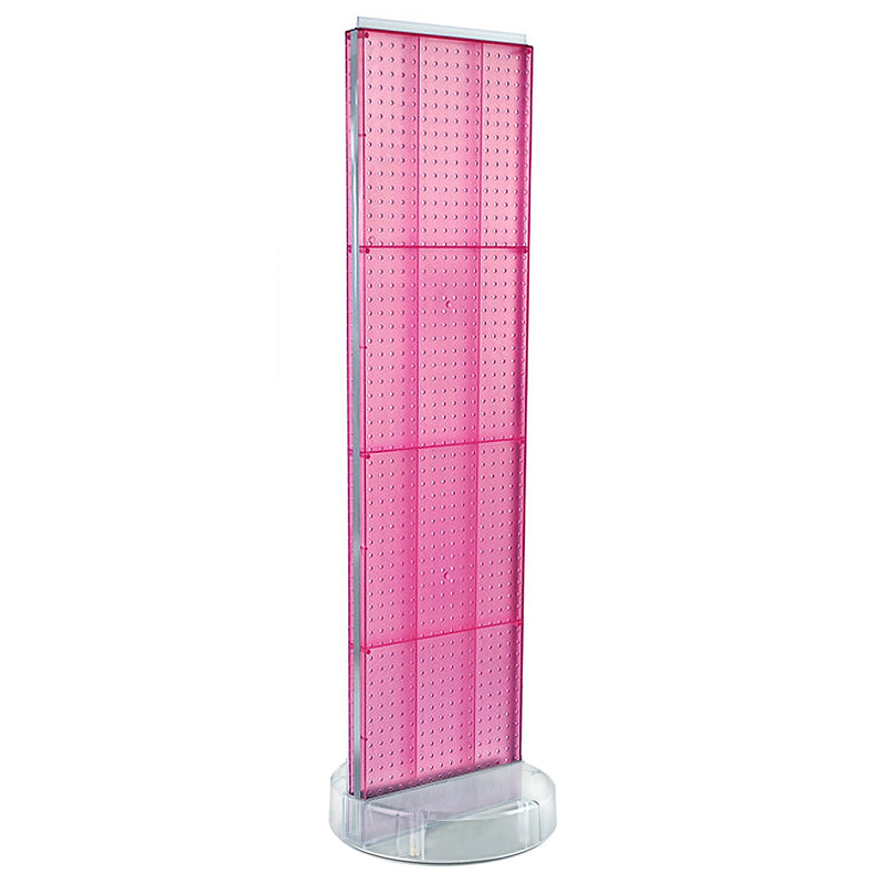 Azar Displays 60” x 16” Two-Sided Pegboard Floor Display On a Revolving Round Studio Base, Pink  (700780-PNK)