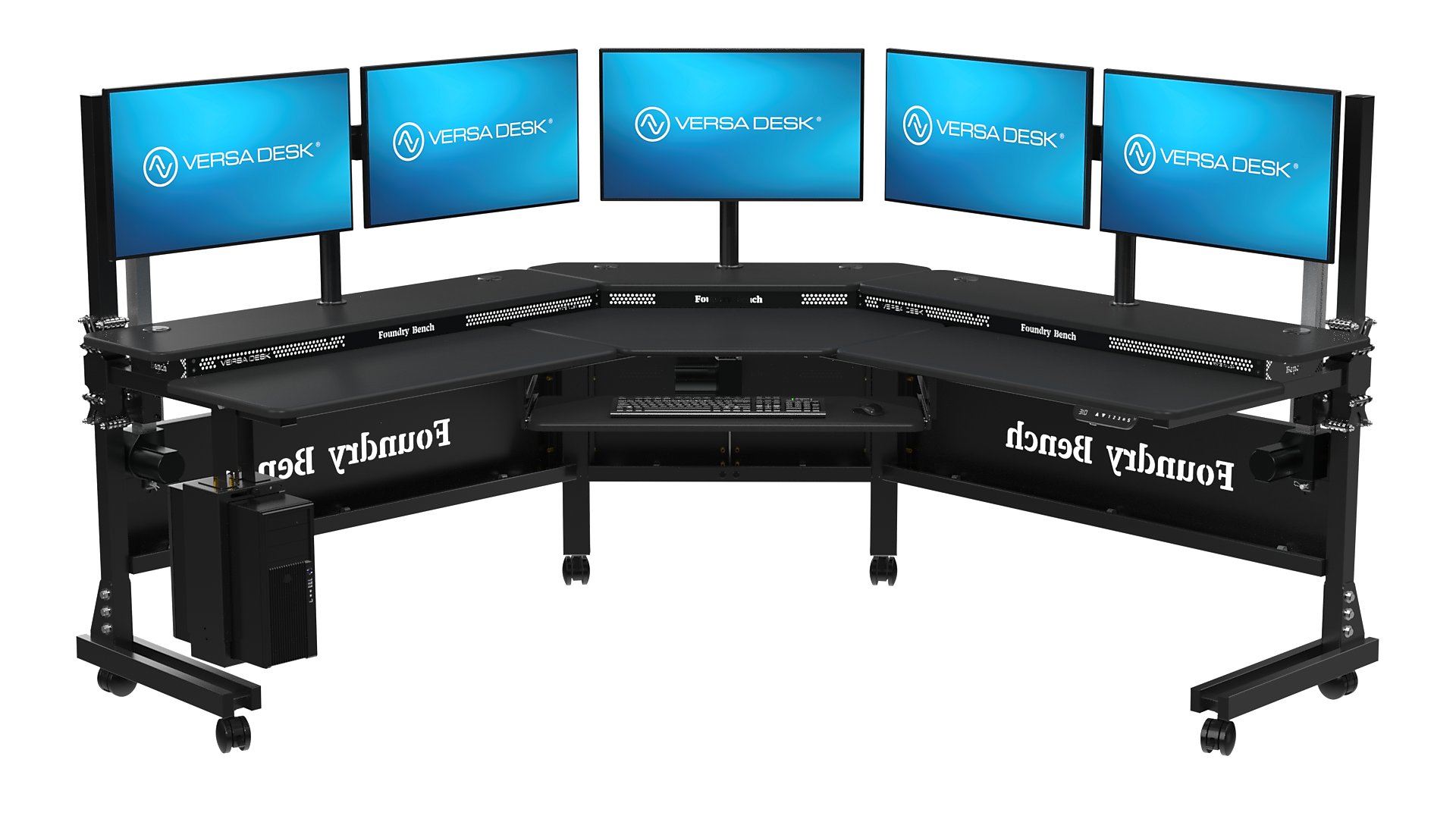 VersaDesk Foundry Bench 80"W Electric Corner Adjustable Standing Desk, Black (FBC8080-BB-APP)