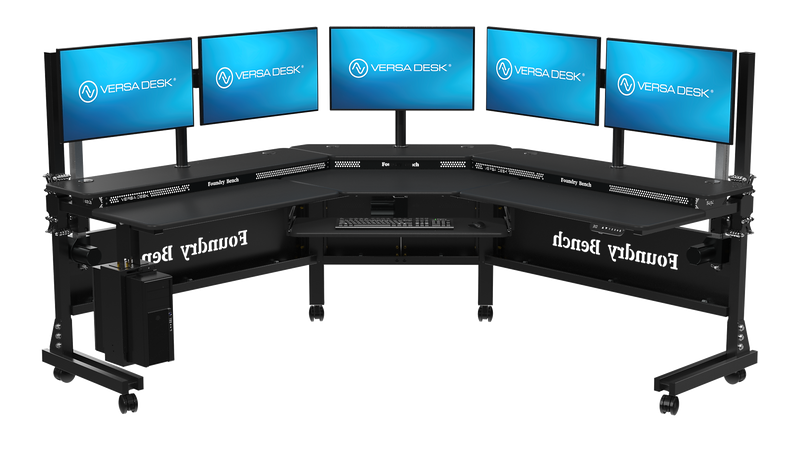 VersaDesk Foundry Bench 80"W Electric Corner Adjustable Standing Desk, Black (FBC8080-BB-APP)