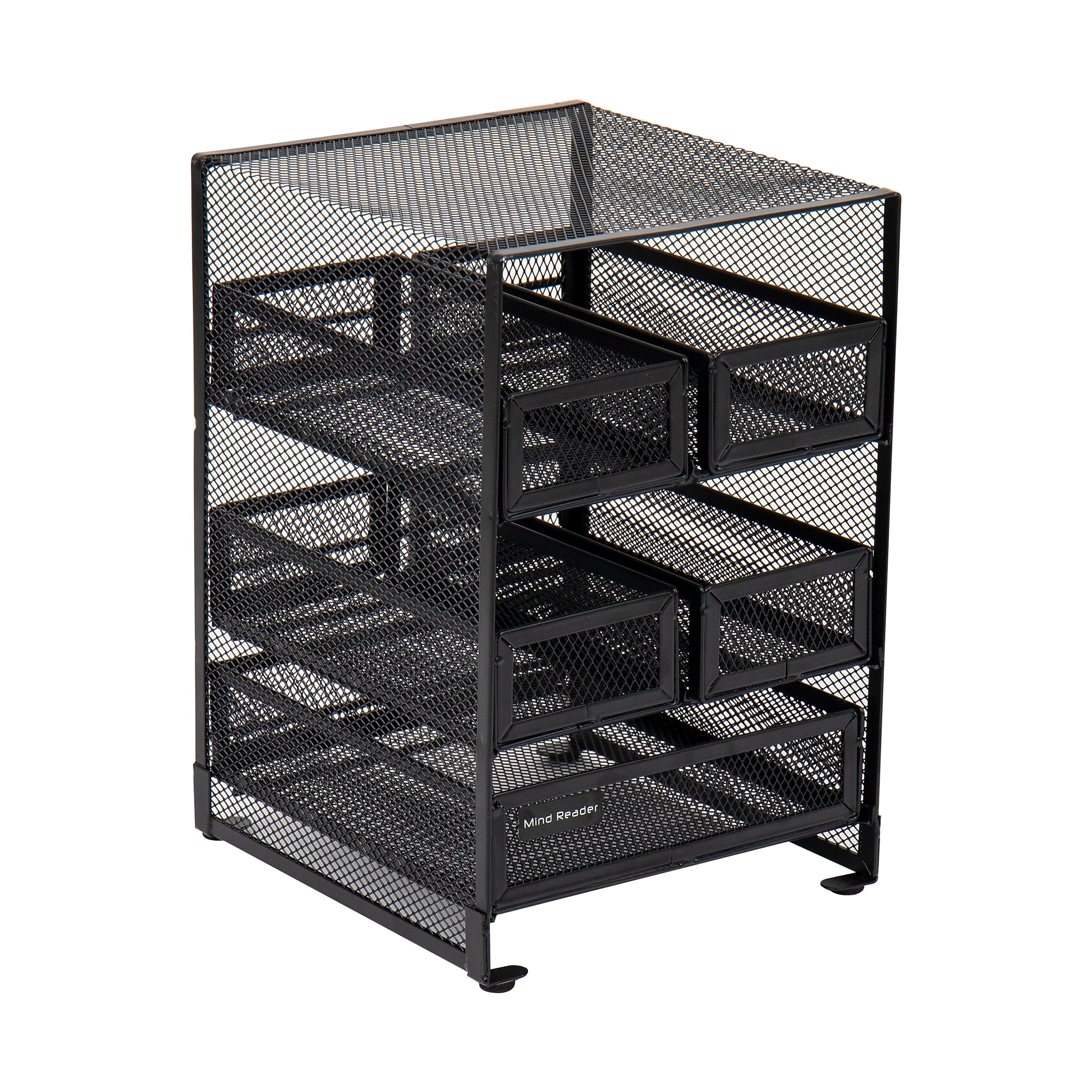 Mind Reader Metal 5-Compartment Tea Bag Organizer, 120 Tea Bag Capacity, Black (MMTDR5-BLK)