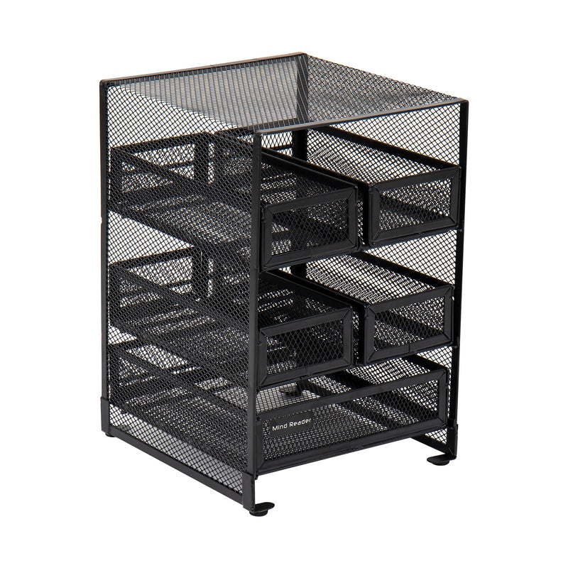 Mind Reader Metal 5-Compartment Tea Bag Organizer, 120 Tea Bag Capacity, Black (MMTDR5-BLK)
