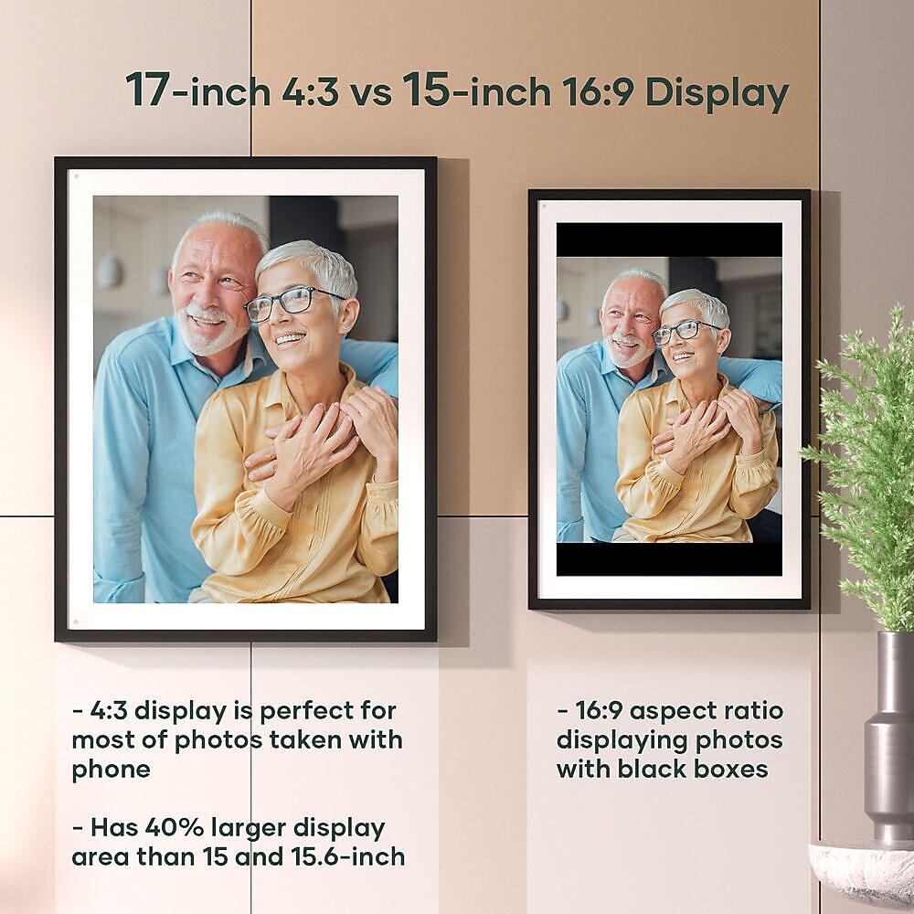 Cozyla 17" WiFi Digital Picture Frame, Gray/White (CD-3M341F)