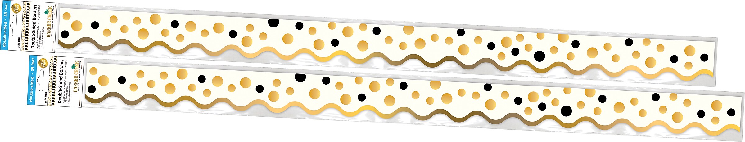Barker Creek Double-Sided Scalloped Border, 36" x 2.25", Gold Bars, 26/Pack (BC3697)