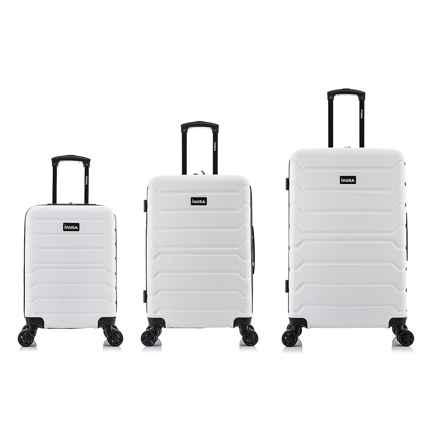 InUSA Trend 3-Piece Hardside Spinner Carry-On Luggage Set, TSA Checkpoint Friendly, White (IUTRESML-WHI)